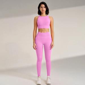 Women's High Waisted <b>Leggings</b> <b>Top</b> Fitness Exercise Clothing <b>Set</b> Two Piece <b>Seamless</b> Gym Fitness Underwear Plus Size Yoga Bodysuit - Product Image 1