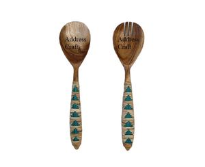 Wholesale Price Rattan Handle Cutlery Set Hand Woven Wicker Handle <b>Salad</b> Server Set Wooden <b>Salad</b> <b>Tools</b> Kitchenware Cutlery Set - Product Image 1