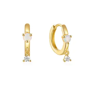 CANNER新款珠宝925纯银18k金朱红色拥抱，带蛋白石锆石耳环，适合女性婚礼