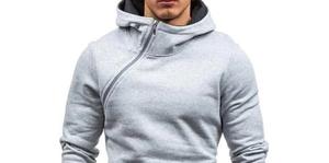 Sweats à capuche pour hommes de couleur unie 100% coton sweats à poche kangourou en relief techniques de bouffée longue teinte unie pour l'automne - Product Image 6
