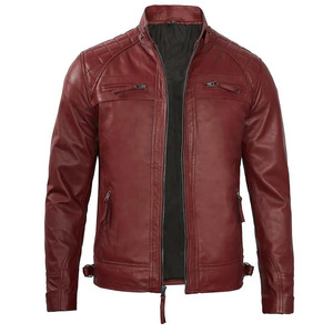 Autumn Winter <b>Men's</b> Casual Zipper Leather Quilted <b>Jacket</b> Breathable Windproof High Quality <b>Long</b> Sleeve Stand Customizable Colors - Product Image 2