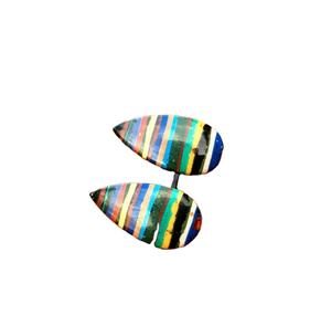 Natural <b>Rainbow</b> Calcsilica Smooth Pear Shape Cabochons 2-Piece Loose Gemstone for Handmade Jewelry Wholesale Stone Beads - Product Image 1