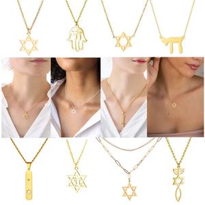 Collar Minimalista de Acero Inoxidable para Mujer con Colgante de Estrella de Hexagrama, Cadena para Clavícula para Uso Diario, Joyería Judía - Product Image 3