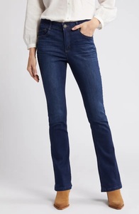 Vente en gros de pantalons skinny décontractés taille haute en denim pour femmes de couleur unie droite pour l'été Service OEM disponible - Product Image 3