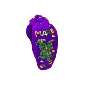 Mardi Gras Festival Designer Bandeaux De L'Inde Monogrammé À La Main Seed Perlé Noué Accessoires De Cheveux - Product Image 3