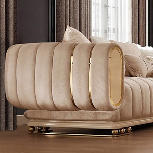 Ensemble canapé sectionnel trône doré personnalisé européen Éponge en acier inoxydable tissu rembourré confortable salon <span class=keywords><strong>appartement</strong></span> - Product Image 6