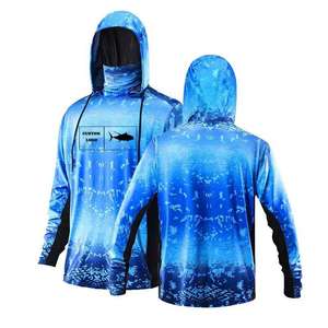 Venta al por mayor Upf50 protección UV Camo con capucha camisa de pesca de secado rápido poliéster cuello polaina de talla grande Casual para la pesca de invierno para - Product Image 4