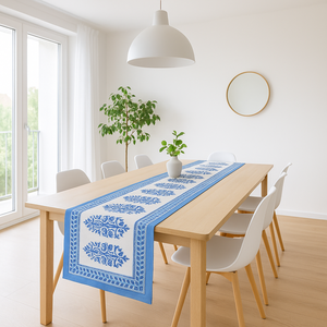 Premium Indian Hand Block Print Cotton <b>Table</b> <b>Cover</b> Boho Chic Teal Pink Eco-Friendly Elegant Home Decorative Hand Printed <b>Table</b> - Product Image 1