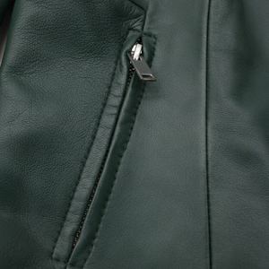 Nouvelle veste en cuir pour femme, élégante et décontractée, couleur verte unie, fabrication de qualité supérieure, cuir véritable, veste en cuir pour femme - Product Image 6