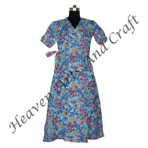 Classic Women Clothing Ladies <b>Beach</b> Party Birthday Outfits In Indian Style Block Printing Kimono Handmade Bathrobe Dress - Product Image 2