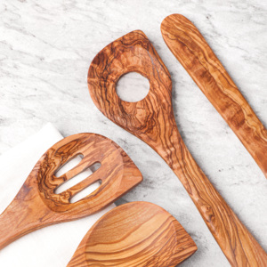 Juego de Cucharas de Cocina de Madera de Olivo, Estilo Vintage, Hechas a Mano, Utensilios de Cocina con Mango Largo, Ecológicas, para Remover y Servir, Venta al Por Mayor - Product Image 4