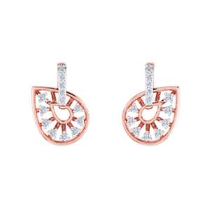 Boucles d'oreilles uniques en diamant, fabriquées en or rose 14 carats - Product Image 1