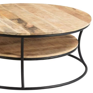 Table basse en bois de style ferme moderne et durable, rectangulaire en fer, ensemble de meubles de salon d'intérieur pour la décoration intérieure - Product Image 1