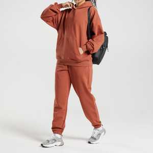 ชุดวอร์มเสื้อฮู้ดผ้าฝ้ายโอเวอร์ไซส์สำหรับผู้หญิงชุดวอร์มผ้าฟลีซระบายอากาศได้ดีติดโลโก้ได้ตามต้องการ - Product Image 3