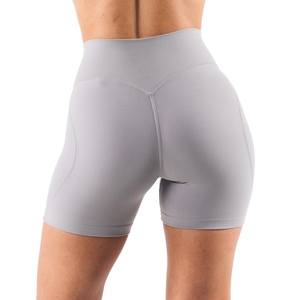 High Waist <b>Grey</b> Biker <b>Shorts</b> <b>Women</b> Stretch Fit Tummy Control Workout <b>Shorts</b> Body Sculpt Active Gym Wear - Product Image 2