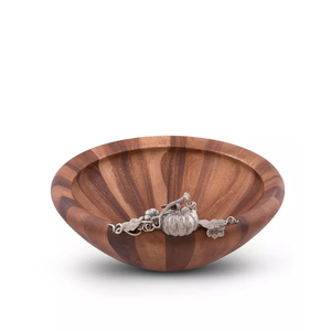 Creative Acacia Wood Serving Salad Fruit Bowl With Solid Pewter Accents New Elegance Salad Bowl for Wedding <b>Party</b> Use for Sale - Product Image 2