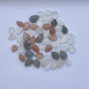 Piedra Lunar Natural de Melocotón, Piedra Lunar Blanca y Gris de 8mm, 10mm, 12mm, Hoja Tallada a Mano, Piedra Preciosa Suelta, Talla de Flores, Piedras Semipreciosas AAA - Product Image 3