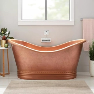 Solid Copper Hand-Hammered Freestanding Heritage Bathtub Heavy-Gauge Heirloom Fixture for Luxury Estates & Historic Renovations. - Product Image 5