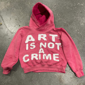 Acid Wash Hoodie Zip up Hoodie Hombres Custom Distressed Applique Patch Bordado Hoodies para hombre, Basics algodón mezclado - Product Image 6