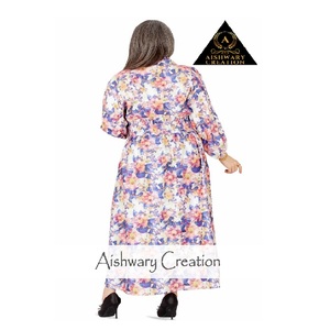 Vestido Maxi de Algodón con Estampado Floral, Transpirable, Antipilling, Modesto, Tipo Abaya Kaftan, Elegante, de Manga Larga, para Uso Diario, para Mujeres Musulmanas, Talla Grande - Product Image 2