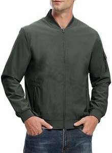 Chaqueta de golf ligera con cremallera completa para hombre, cortavientos Softshell con cuello levantado y forro polar, abrigo Softshell acogedor - Product Image 3