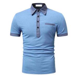 Camisas Polo lisas de talla grande de algodón de manga corta de 220g, venta al por mayor, ropa de hombre, ropa deportiva de dos colores, polos de verano OEM - Product Image 1