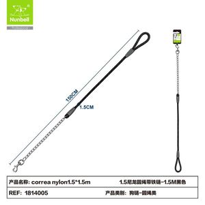 Laisse ronde pour chien CORREA en nylon avec chaîne métallique pour propriétaires d'animaux - Product Image 1