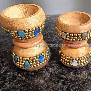 Quemador de Incienso de Madera de Sándalo Hecho a Mano con Incrustaciones de Mármol e Inserto Metálico, Uso Aromático para Todas las Estaciones - Product Image 3