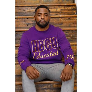 HBCU Que Éduqué Chenille Sweat Violet & Or Brodé Patch Coton Mélange Grec Fraternité Divine Neuf HBCU Vêtements - Product Image 2