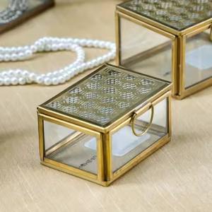 Moderna Caja de Almacenamiento de Joyas de Latón de Lujo, Mini Caja de Regalo Cuadrada Decorativa de Vidrio para Anillos con Organizador de Diseño de Metal Negro - Product Image 5