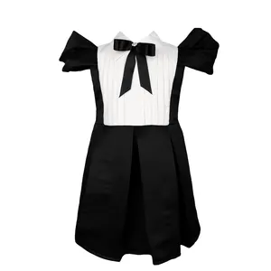 Luxury Style Dress  Black Collection For Kids  Baby Girl Dress  Black And White Sleeveless  Black Knot - Velerie Dress