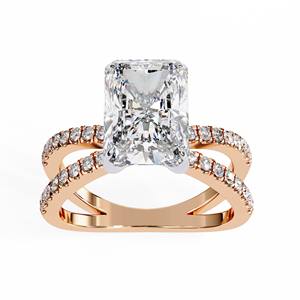 Anillo solitario de lujo de oro vintage LGD con moissanita de corte radiante de 2,85 quilates chapado en oro de 14 quilates para boda o fiesta - Product Image 1