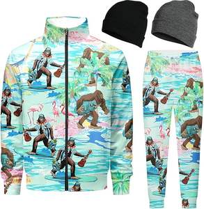 ชุดวอร์มสองชิ้นสำหรับออกกำลังกายฟิตเนสยิมของผู้ชายชุดออกกำลังกายขนแกะพิมพ์ลายชุดวิ่งสำหรับชุดกีฬาฤดูหนาว - Product Image 1