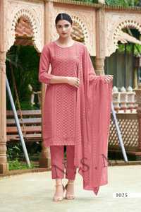 Tenue de créateur Trendy Modern Style Beautiful Heavy Georgette Kurti Pant With Dupatta & Embroidery Work Women Fashion Exporter - Product Image 2