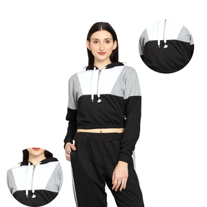 เสื้อครอปสองชิ้นของผู้หญิงเสื้อสเวตเชิ้ตมีฮู้ดเสื้อวอร์มลำลองสีพื้นปกติฟิตเนสยิมโยคะบริการ OEM - Product Image 6