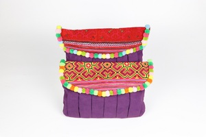 Eco-Friendly Cover Cotton Classic Traditional Event Women Big Pleated <b>Purse</b> With Brocade Cover and Ball Tassel - Product Image 2