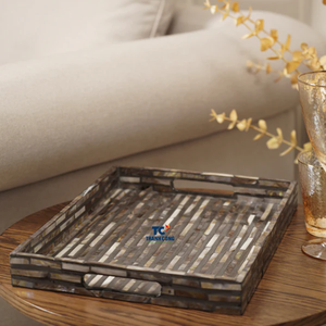 State Art Splendid Handmade Mother Pearl Plateau de service Luxueux Floral Matériau naturel Cong Brand Home Restaurant Use - Product Image 2