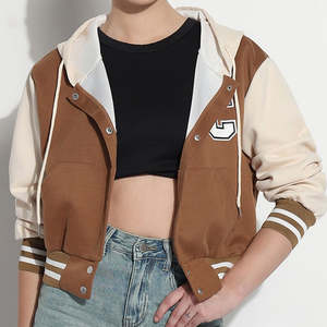 Veste universitaire pour femme en cuir d'agneau réversible respirante en molleton de coton brodée, veste universitaire personnalisée pour l'hiver - Product Image 2