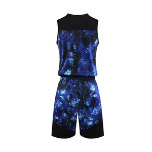 Uniforme de baloncesto sublimado personalizado recién llegado, cuello acanalado y mangas, uniformes de baloncesto Unisex para hombres - Product Image 3