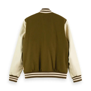 Chaqueta Universitaria Personalizable de Alta Calidad, Mangas Largas, Estilo Letterman, Cuello Alto, Temporada de Invierno, Lana y Cuero, Unisex - Product Image 4