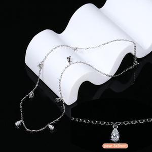 3x5mm Pear Shape VVS D Color Moissanite <b>Chocker</b> Teardrop Charms Station Necklace Vintage 925 Sterling <b>Silver</b> Claw Setting - Product Image 5