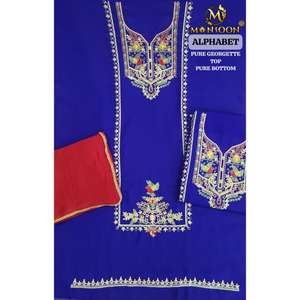 Conjunto de traje de mujer sin costuras de alta demanda en tela Georgette de seda pura para todas las ocasiones disponible a un precio razonable - Product Image 2