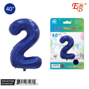 Palloncino in alluminio blu numero 2 Eb da 40 pollici per decorazioni per feste, forniture per compleanni per bambini - Product Image 1
