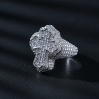 Bague Croisée Iced Out Hip Hop en Or Véritable 9K 10K 14K 18K 22K avec Diamants de Laboratoire VVS Couleur DEF de 6 Carats IGI, Cluster et Baguette