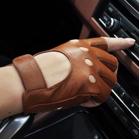 Gants de conduite sans doigts pour hommes en cuir véritable de haute qualité, personnalisés, à demi-doigts, pour le cyclisme, le sport et les activités de plein air