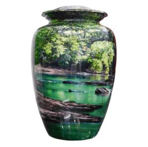 Urnas de cremación de aluminio con flores blancas de nuevo diseño, urnas funerarias para adultos con pegatina, cenizas acabadas, uso de urnas de Metal - Product Image 3