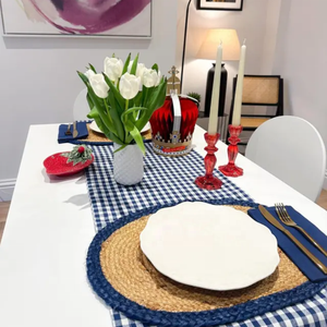 Venta al por mayor yute tejido a mano borde ovalado MESA CENTRO manteles individuales Decoración de mesa para vacaciones de Navidad de Vietnam - Product Image 6