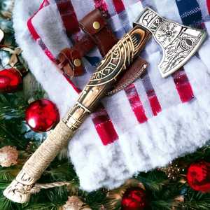Hacha de batalla vikinga de Odin hecha a mano, mango grabado, hoja de acero de alto carbono, mango de palisandro, perfecto para acampar, hacha, acampar al aire libre - Product Image 1