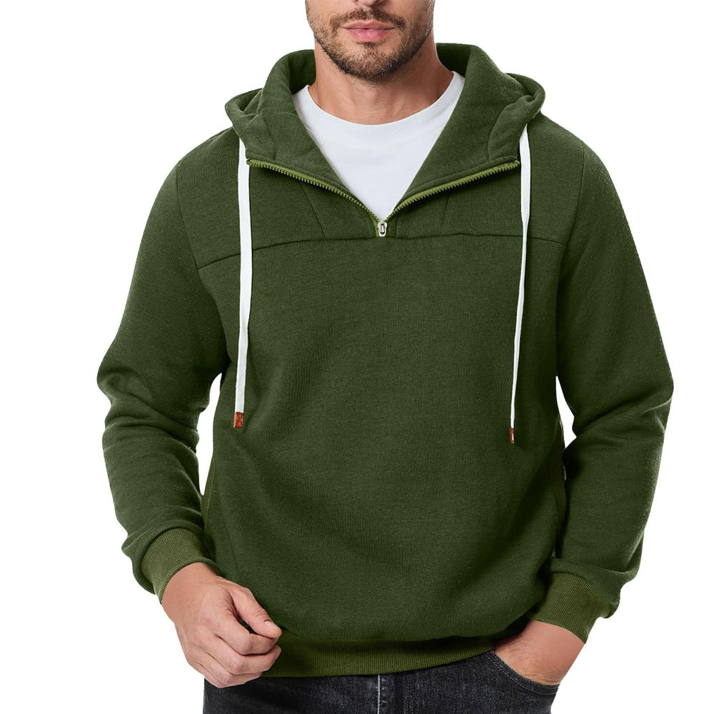 Premium Quality Fashionable Men's Casual Half Zip Hoodie Best Price Breathable Material Solid Color Half Zip Hoodies