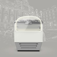 FRAMEC 10+10 Vitrine Réfrigérée Cylindrique en Verre pour Glaces et Sorbets 1510x724x976mm avec Tubes Cylindriques et Cuillère Distributrice